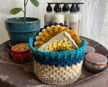 Load image into Gallery viewer, Blue and Tan Basket with Handles
